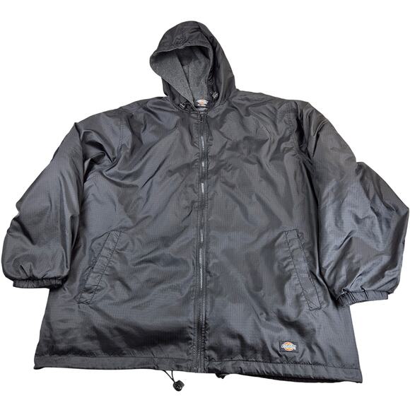 Dickies Other - Dickies Fleece Lined Hooded Nylon Jacket Black Full Zip Ripstop Men's 2XL